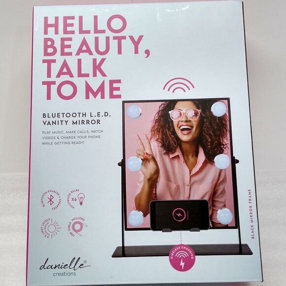 Danielle Creations Bluetooth L.E.D. Vanity Mirror Hands Free Wireless Charging - Picture 1 of 9